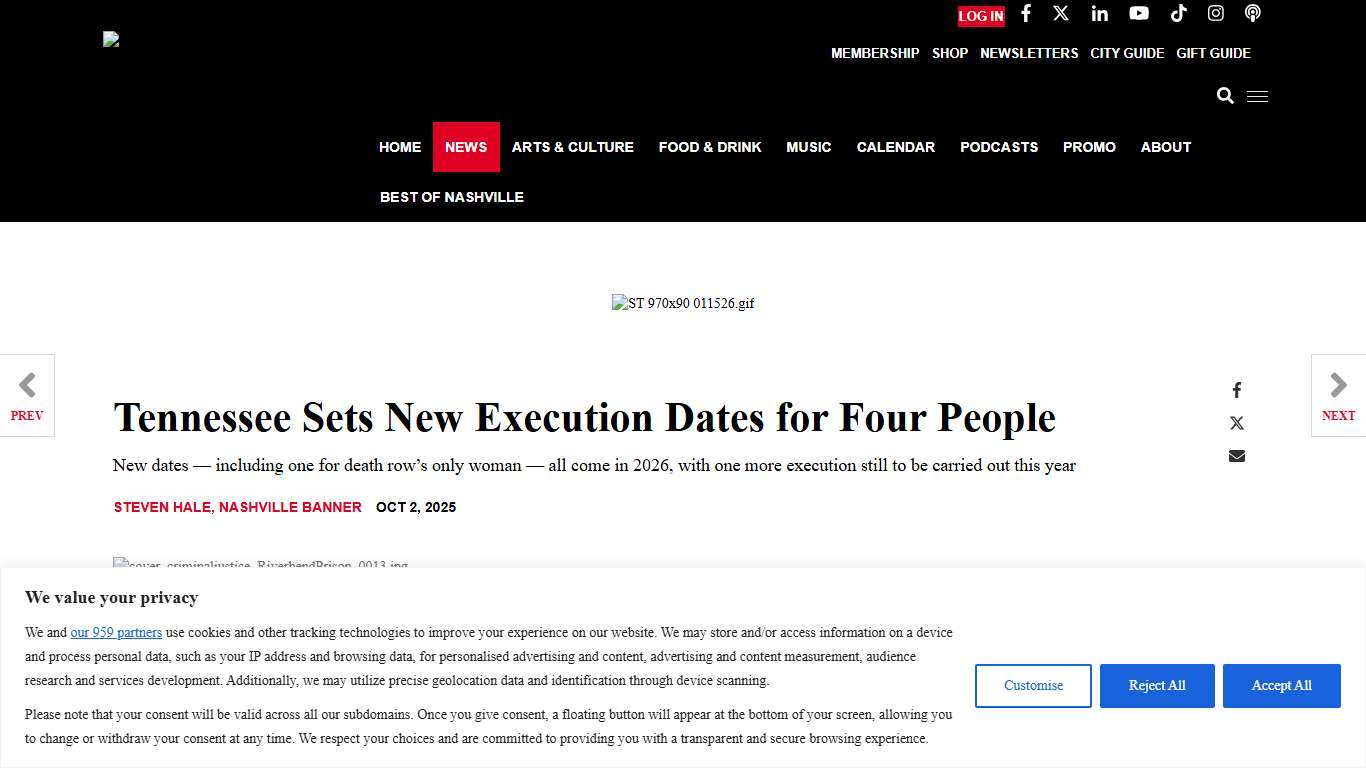 Tennessee Sets New Execution Dates for Four People | Pith in the Wind | Nashville News | nashvillescene.com
